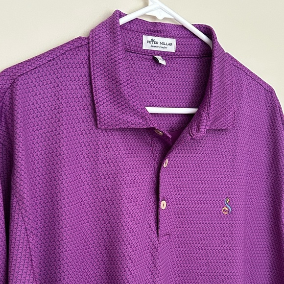 Peter Millar Men's Large Summer Comfort Performance Golf Polo Purple Shirt - Picture 2 of 6